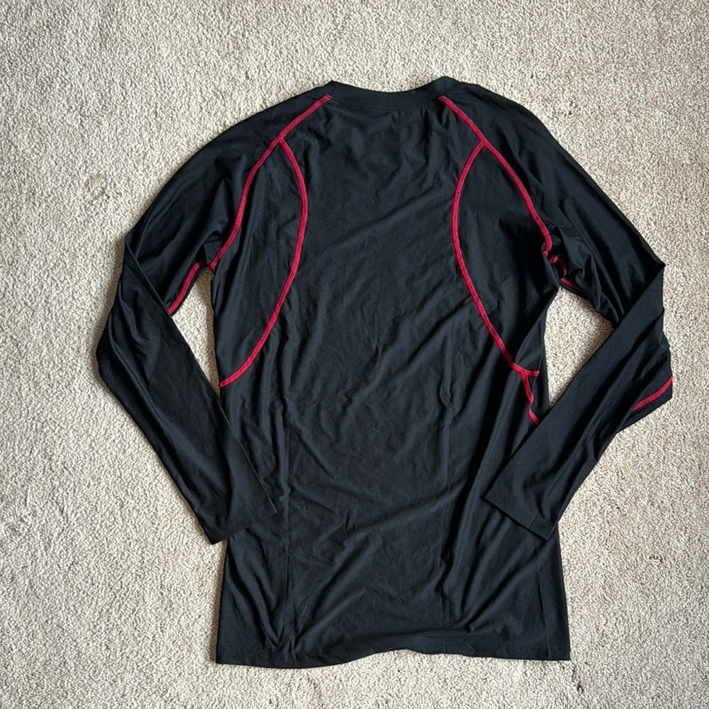 Black Long Sleeve Athletic Shirt with Red Accents - Picture 5 of 5